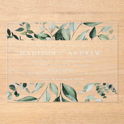 Overvloedig Grieks Lijst Wedding Acryl Uitnodigingen (Voorkant)