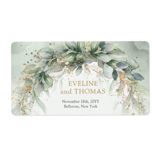 Overvloedig groen gebladerte goud ovaal lijst etiket (Voorkant)