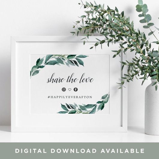 Overvloedig hashtag Foliage Wedding Poster