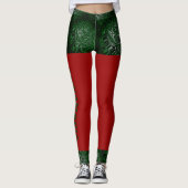 Overvloedig op leuk script Red Green Shorts Kerst Leggings (Voorkant)