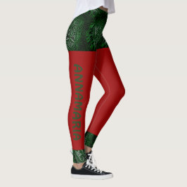 Overvloedig op leuk script Red Green Shorts Kerst Leggings