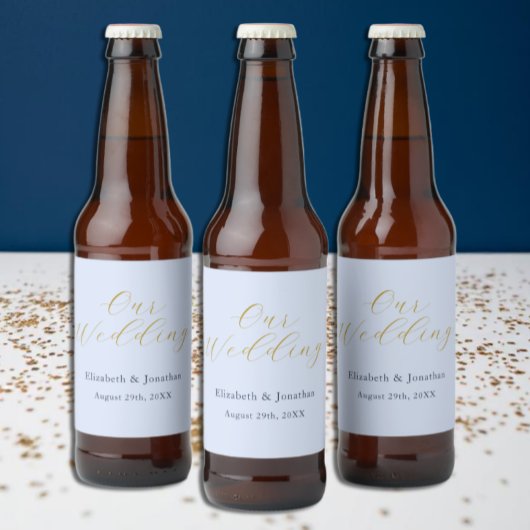 Overvloedige blauwe bruiloft bier etiket