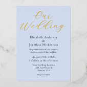 Overvloedige blauwe bruiloft folie uitnodiging (Voorkant)