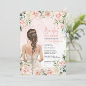 Overvloedige boeket blush en crème rozen eucalyptu kaart (Staand voorkant)