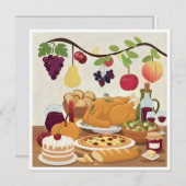 Overvloedige feestdag: Herfstviering Illustrator Bedankkaart (Voorkant / Achterkant)