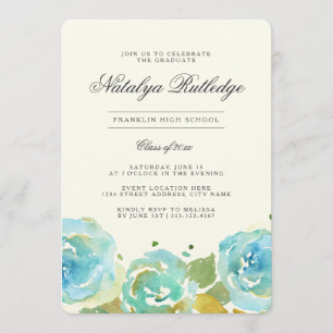 Overvloedige Florals Graduation Party Uitnodiging