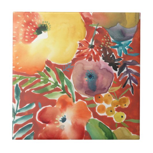 Overvloedige Florals III Tegeltje (Voorkant)