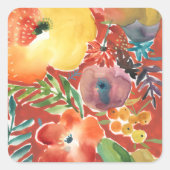 Overvloedige Florals III Vierkante Sticker (Voorkant)