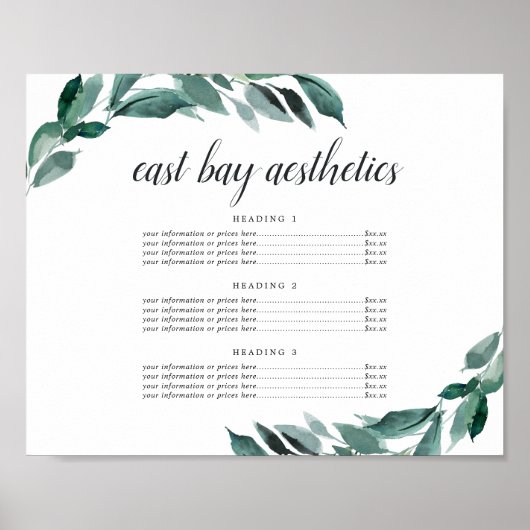 Overvloedige Folder Zakelijke Diensten of Prijsaan Poster (Voorkant)