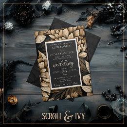 Overvloedige gouden & Champagne Zijdebloei Trouwen Kaart