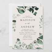 Overvloedige Greenery Cream Wedding Invitation Kaart (Voorkant)