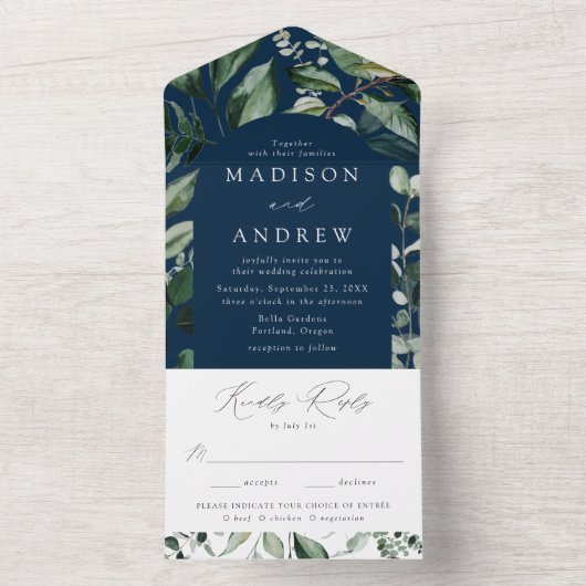 Overvloedige Grieks-Arch marineverbinding All In One Uitnodiging (Binnen)