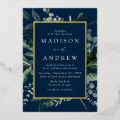 Overvloedige Griekse marine en gouden Lijsten brui Folie Uitnodiging (Voorkant)