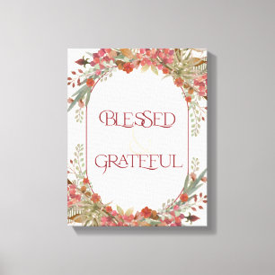 Overvloedige herfst florale, zonder dank Thanksgiv Canvas Afdruk