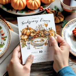 Overvloedige tafel Thanksgiving Diner Pompoen Kaart