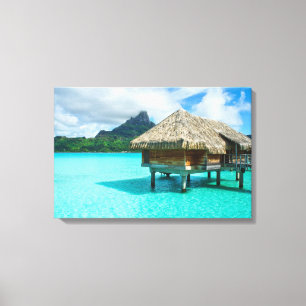 Overwater bungalow, Bora Bora canvas print