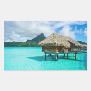 Overwater bungalow, Bora Bora rechthoekige sticker