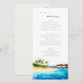 Overwater Villa Seascape Beach Wedding Menu Kaart (Voorkant / Achterkant)