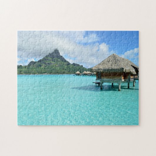 Overwaterresort op Bora Bora jigzaag puzzel (Horizontaal)