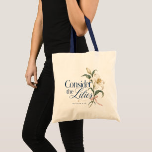 Overweeg de lelies Christelijke bloemencanvas tas
