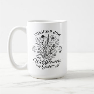 Overweeg de Wilde Bloemen Lukas 12 Christelijk Koffiemok
