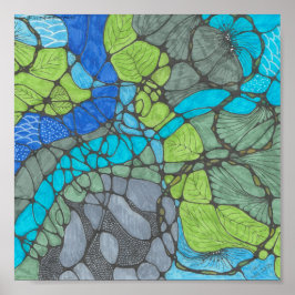 Overweldigde doodle print 8x8in.