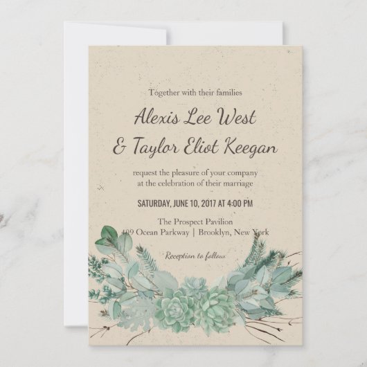 Overweldigende liefde - Succulent Bouquet Wedding Kaart (Voorkant)