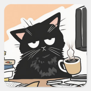Overwerkt en overmatig cafeïnehoudend vierkante sticker