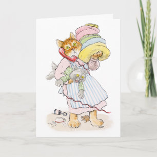 Overwerkte Cat Mom Moederdag Kaart