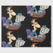 Overwerkte kantoormedewerker grappige vermoeide we cadeaupapier (Vlak)