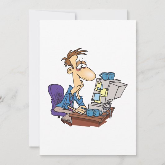 Overwerkte kantoormedewerker grappige vermoeide we kaart (Voorkant)