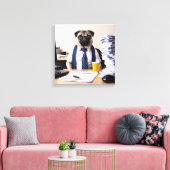 Overwhelmed Office Pug Canvas Afdruk (Insitu (Woonkamer))