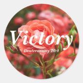 Overwinning Deuteronomium 20:4 Verse Elegant Roze  Ronde Sticker (Voorkant)