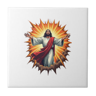 Overwinning Jezus Uitbarsting Vintage Gravure Shir Tegeltje