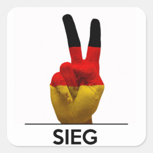 overwinningssymbool duitsland sieg duitse tekst vierkante sticker