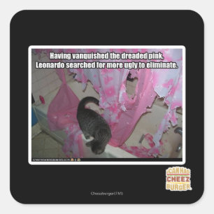 Overwon het gevreesde roze vierkante sticker