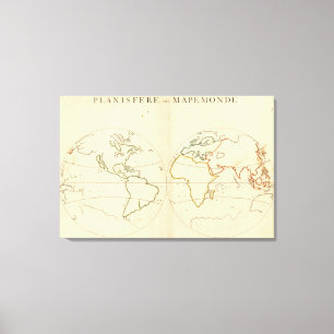Overzicht 2 wereldkaart canvas afdruk