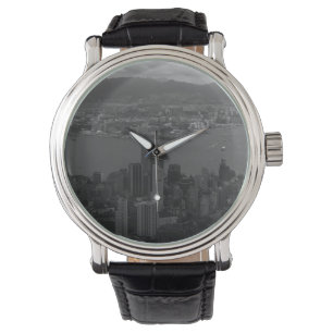 Overzicht  China Hong Kong City Skyscrapers Horloge