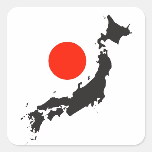 Overzicht en cirkel van de Japanse kaart Vierkante Sticker (Voorkant)
