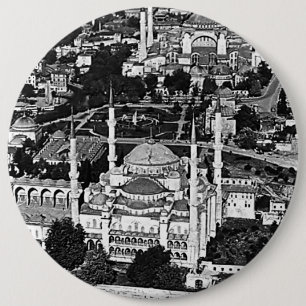 overzicht van de blauwe moskee in Istanbul 1970 Ronde Button 6,0 Cm