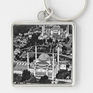 overzicht van de blauwe moskee in Istanbul 1970 Sleutelhanger