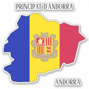 Overzicht van de vlaggenplattegrond Andorra Sticker
