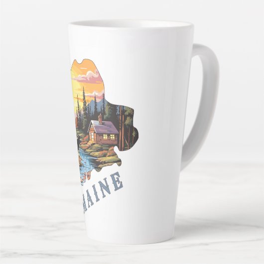 Overzicht van Maine State Cabin Moose Latte Mok (Rechterhoek)