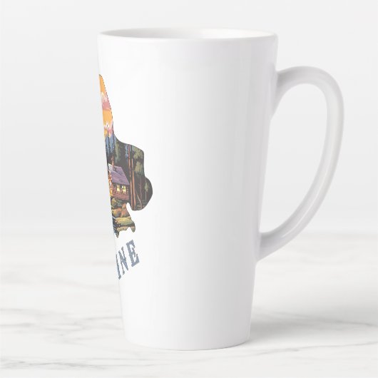 Overzicht van Maine State Cabin Moose Latte Mok (Rechts)