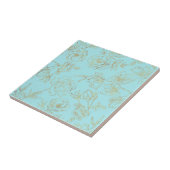 Overzicht van Pastel Blue met Gold Roos Tegeltje (Zijkant)