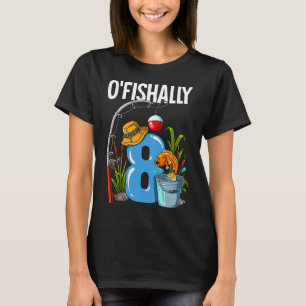 O'visachtig 8 jaar oud 8e verjaardag vissen t-shirt