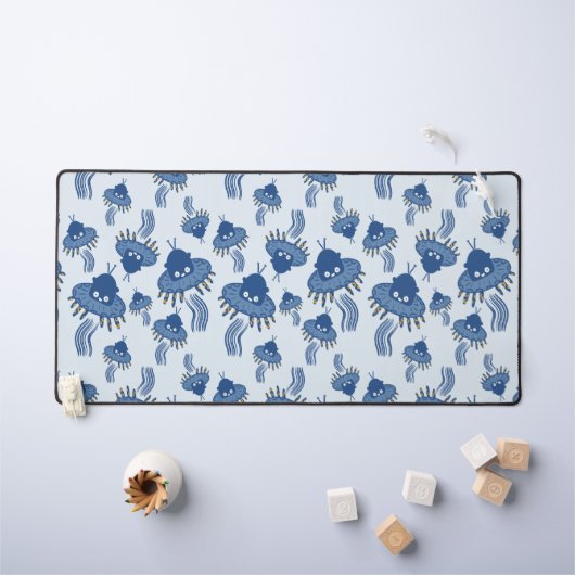 OVNI octopique bleu Kawaii (Tableau pour enfants)