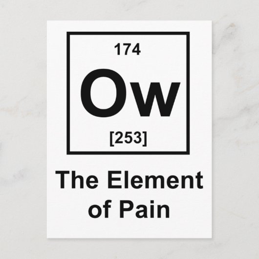 Ow, het element van pijn briefkaart (Voorkant)
