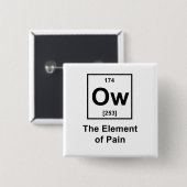 Ow, het element van pijn vierkante button 5,1 cm (Voorkant /achterkant)