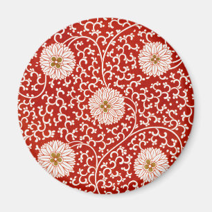 Owen Jones Chinees Ornament Rood Wit Bloemmotief Magneet